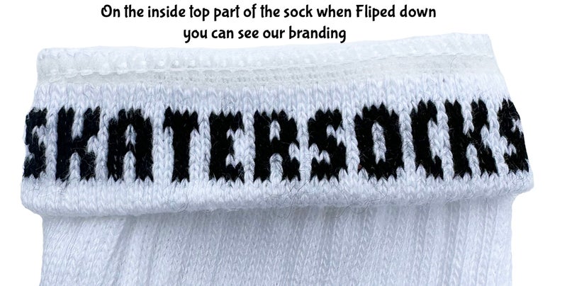 SKATERSOCKS 22" Knee high White tube socks with Teal stripes style 1 - Image 2